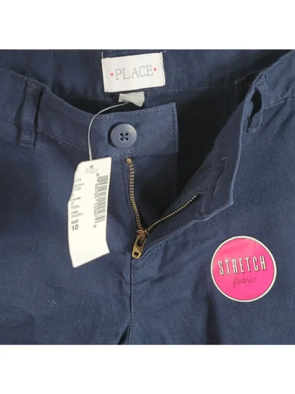 Children's Place Girls School Uniform Shorts Blue SZ 10 Chino Zip Pockets NEW